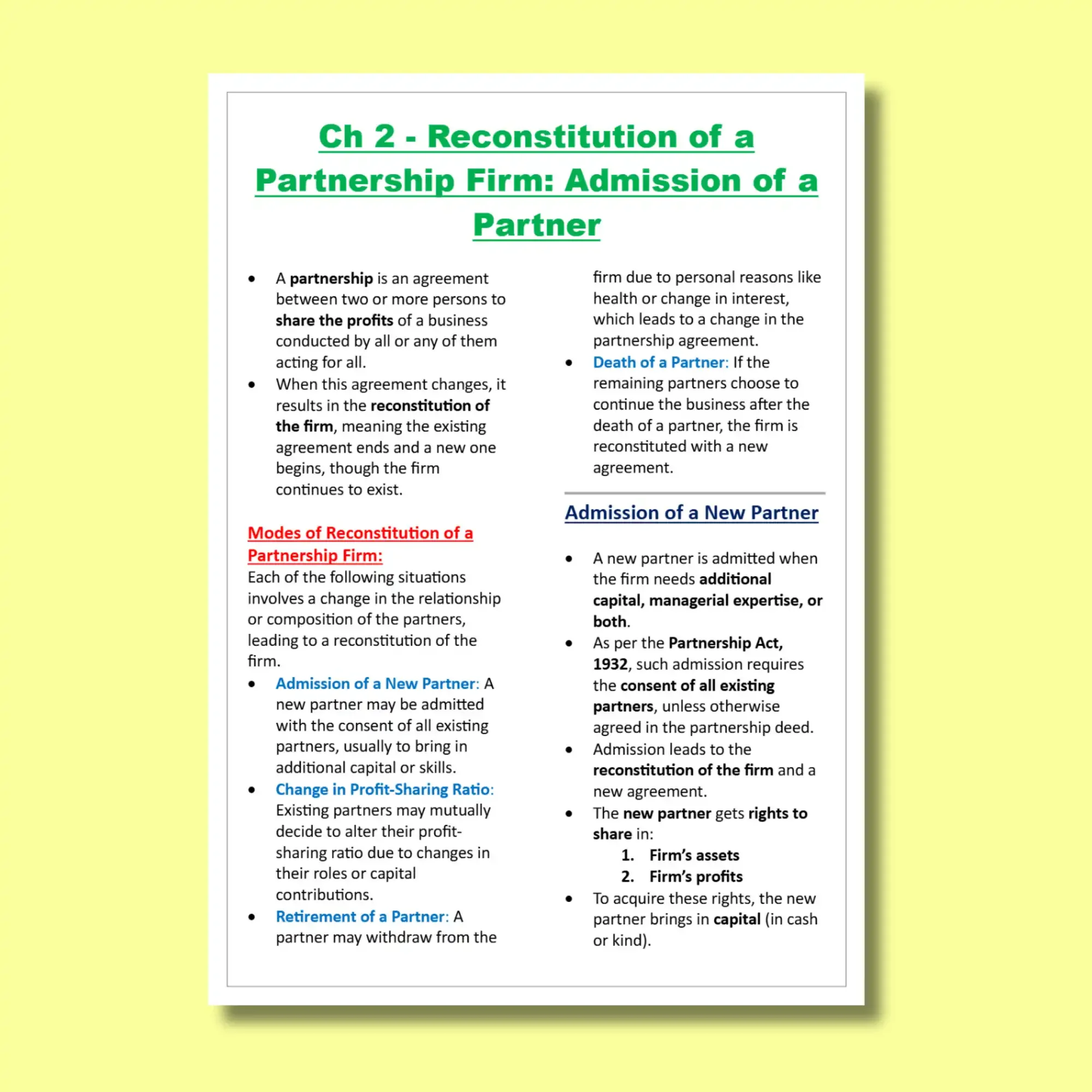 CBSE Class 12 Accounts Notes PDF