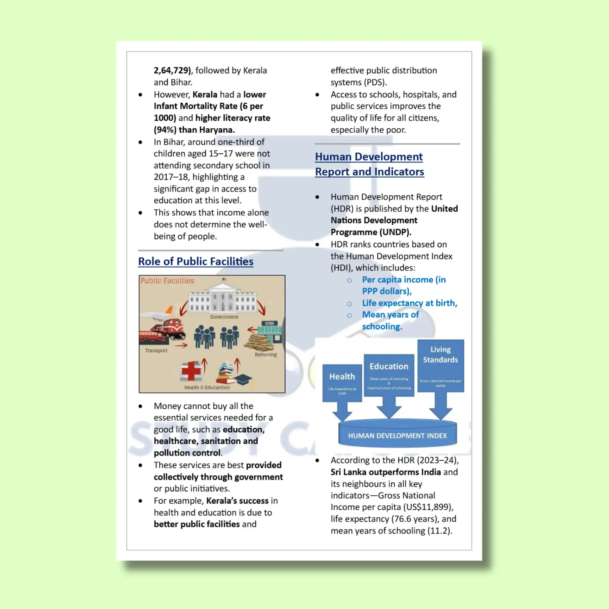 Class 10 SST | Economics | Development chapter notes