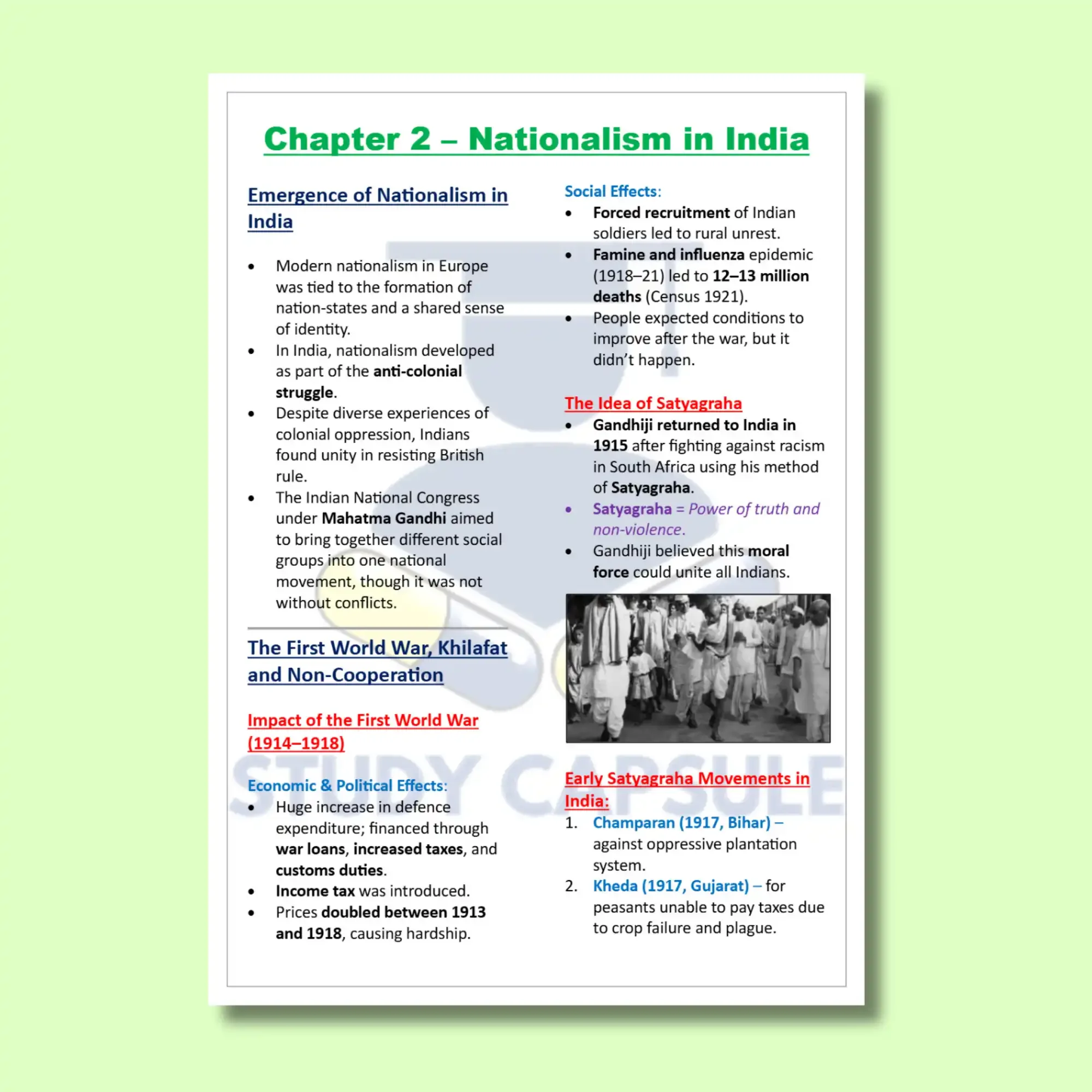 Class 10 SST | History | Ch 2 -  Nationalism in India notes