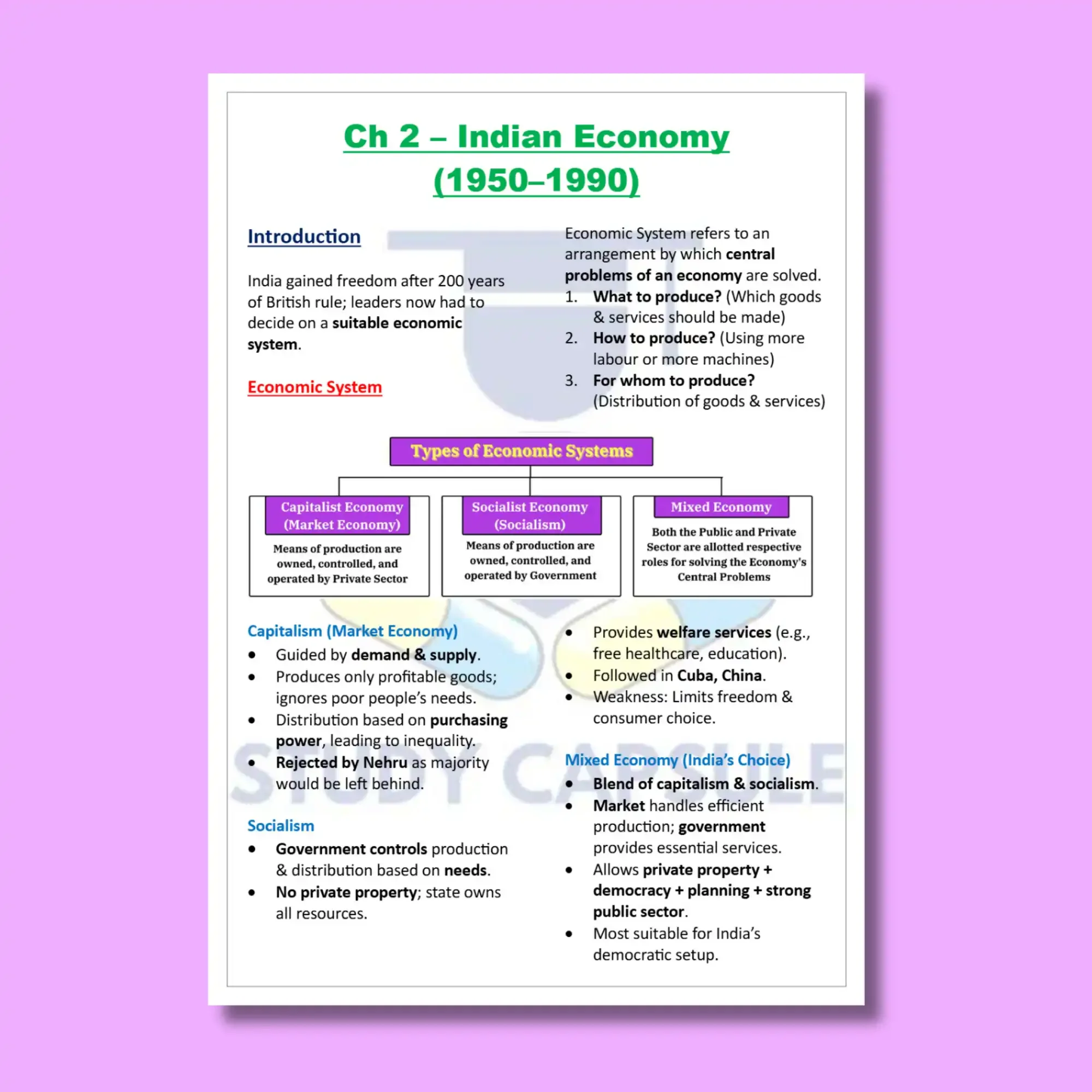 CBSE Class 12 Indian Eco Notes PDF