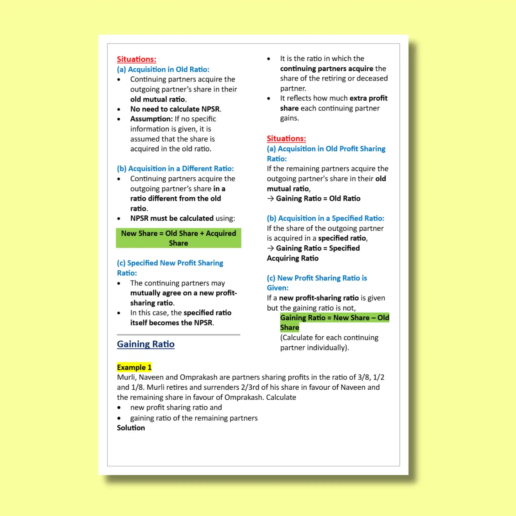 CBSE Class 12 Accounts Notes