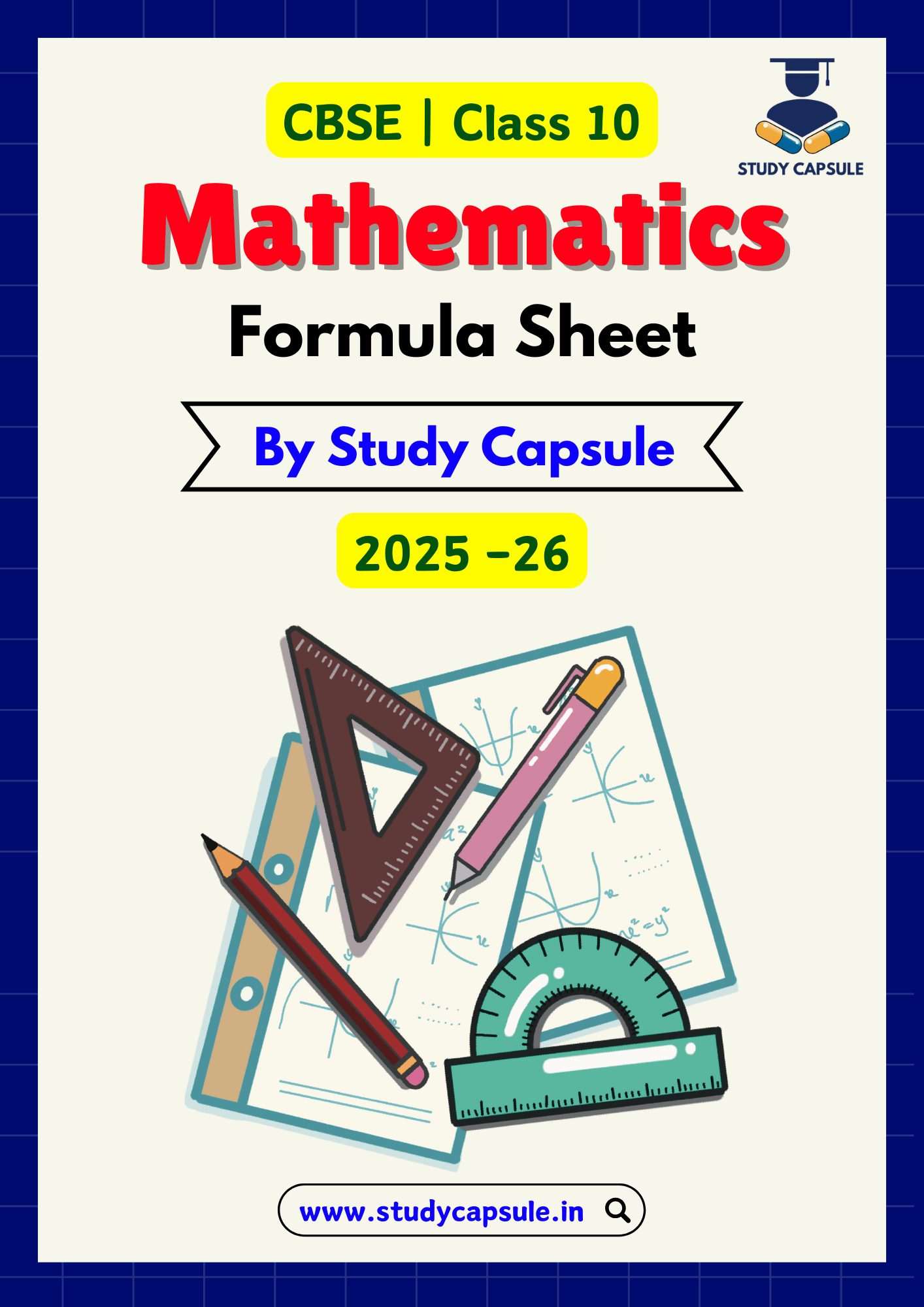 CBSE Class 10 Maths Formula Sheet | 2025-26 | Digital E-book (PDF)